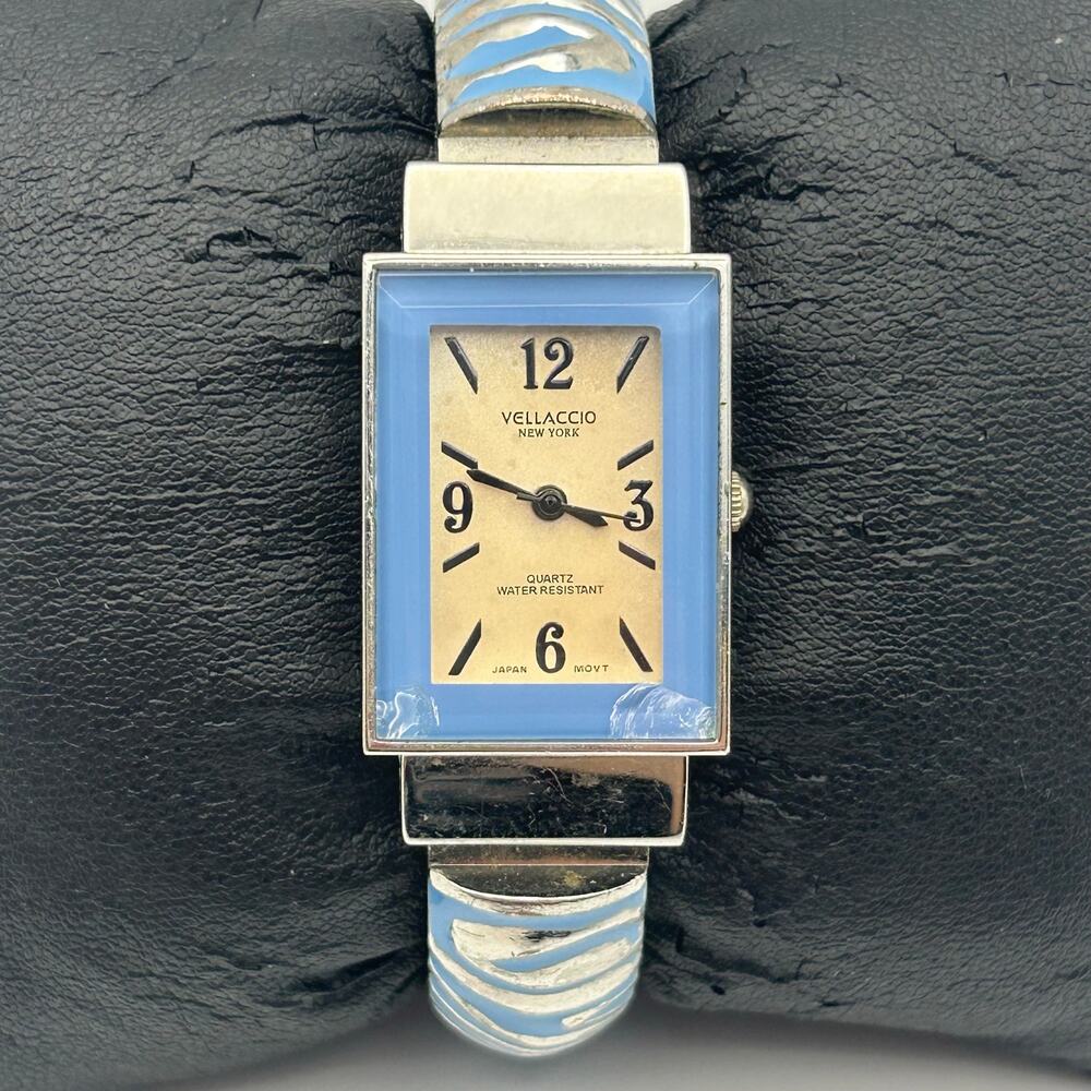 Vellaccio New York Blue and Silver Women’s Quartz Cuff Watch Working